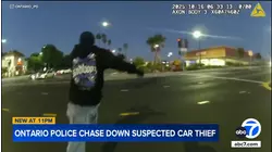 Ontario police chase down suspected car thief on foot, video shows
