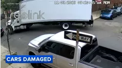Box truck damages cars on narrow South Philly street; driver flees
