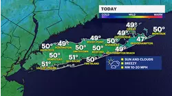 Sunny, cloudy and cold with a chance of rain for the weekend for Long Island