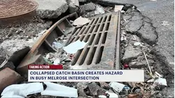 Collapsed catch basin creates hazard in busy Melrose intersection