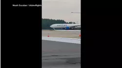 United Airlines flight safely returns to Dulles airport after engine failure during takeoff