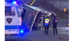 Traffic flowing again after overturned dump truck cleared in Rahway