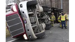 Tractortrailer rollover closes Route 121 in Brewster for hours, driver uninjured