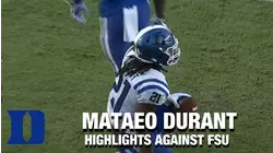 Duke RB Mateo Durant Highlights Against FSU