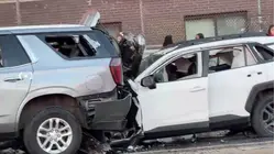 Car smashed in apparent rear-end crash in Crotona Park East