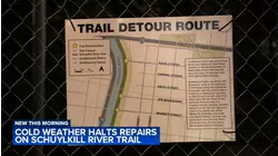 Cold temperatures halt repairs on closed portion of Schuylkill River Trail in Philadelphia