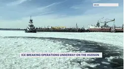 Icebreaking operations underway on Hudson River