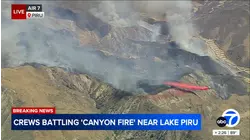 Fast-moving brush fire burning near Lake Piru in Ventura County