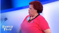 Rhymes with "fickle"... you won't believe her answer! | Family Feud