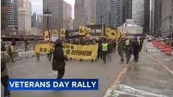Veterans march through downtown Chicago, protesting Trump admin.