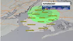 Seasonal temps, rain chance late Monday in Brooklyn