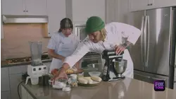 Corn Souffle with Grilled Peaches.