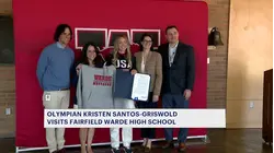 Olympian Kristen Santos-Griswold makes hometown visit to Fairfield Warde High School