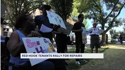 Tenants living at Red Hook Gardens rally outside management office to demand repairs