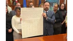 Declaration of Independence replica stops in Bridgeport during statewide tour