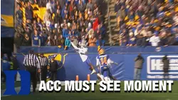 Duke WR Jordan Moore's Incredible 1-Handed Sideline Grab | ACC Must See Moment