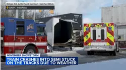 Train crashes into semi in NW Indiana icy conditions