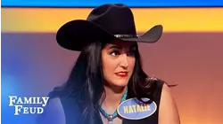 Natalie tells her dad, "Plug your ears!" | Family Feud