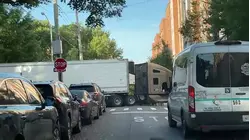 Close call in Melrose as a tractor-trailer nearly slams into building