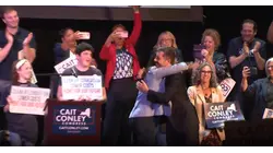 Former US Transportation Secretary Pete Buttigieg rallies for Cait Conley in Tarrytown