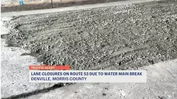 Route 53 southbound in Denville closed for a water main break under I-80 overpass