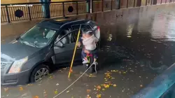 Numerous cars stuck in flooded roadways in Bayonne, NJ