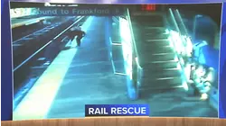 Video shows woman fall on SEPTA tracks; bystander comes to the rescue