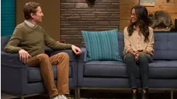 Andy Samberg Wears a Plaid Shirt and Glasses