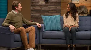 Andy Samberg Wears a Plaid Shirt and Glasses