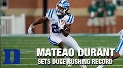 Duke's Mateao Durant Sets School Rushing Record