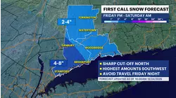 STORM WATCH: Christmas Eve will be bright and blustery. Potential for up to 8 inches of snow Friday night