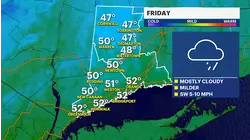 Cloudy Friday and a damp start to the weekend for Western CT