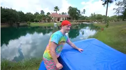 The Biggest Backyard Water Slide Challenge / Last to Leave the Pool Wins $10,000!