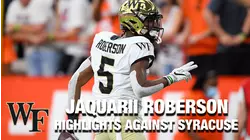 Wake Forest WR Jaquarii Roberson Highlights Against Syracuse