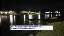 Boy rescued from icy pond in East Patchogue