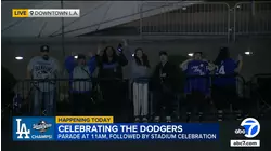 Dodger fans line up early along parade route