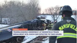 Train cars with liquid petroleum being removed after Mansfield derailment
