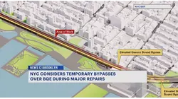 City considers possibility of building temporary roadway over Brooklyn Bridge approach while repairing BQE