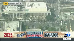 AIR7 aerials show massive crowds in DTLA for Dodgers celebration