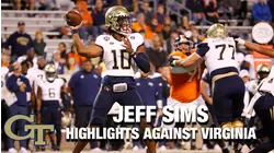 Georgia Tech QB Jeff Sims Highlights Against Virginia