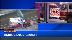 Ambulance crashes into SEPTA EL Line pillar in Philadelphia's Kensington section