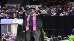 Shaquille O'Neal Jabs at Charles Barkley During LSU Graduation