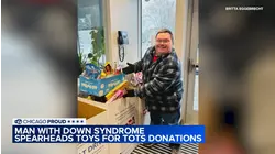 Man with Down syndrome saves all year to donate to Toys for Tots