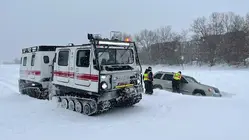 Specialized all-terrain vehicle helps rescue people stranded on Sunrise Highway
