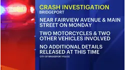Four-vehicle collision sends 2 motorcyclists to hospital in Bridgeport
