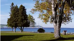 Mackinac Bridge, Michigan featuring Peter White,Eagles, George Winston