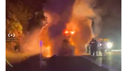 Driver escapes as fire engulfs Jeep on Thruway in Cornwall