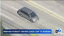 Police chase suspect flees CHP from Sherman Oaks to Mexico in minivan