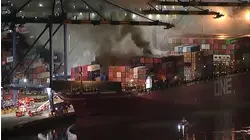 Firefighters battle container ship fire at Port of LA; all crew members accounted for