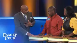 J.E. has a hairy moment with Steve! | Family Feud